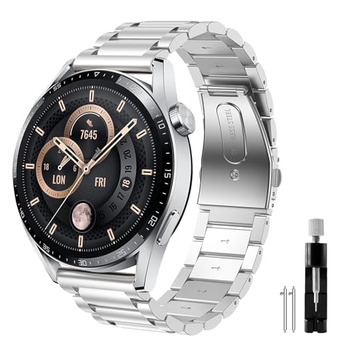 Syxinn 22mm Edelstahl Armband Kompatibel mit Huawei Watch GT 2/3/4 46mm/GT 2/3 Pro/2e Armband Metall Uhrenarmbänd für Galaxy Watch 3 45mm/Gear S3 Frontier/Classic Syxinn 22mm Edelstahl Armband Kompatibel mit Huawei Watch GT 2/3/4 46mm/GT 2/3 Pro/2e Armband Metall Uhrenarmbänd für Galaxy Watch 3 45mm/Gear S3 Frontier/Classic von Syxinn