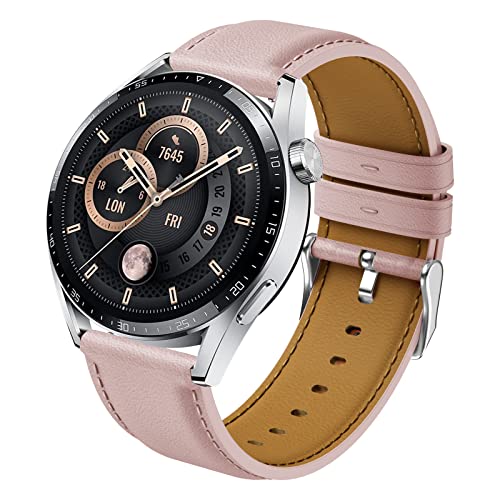 Syxinn 22mm Leder Armband für Huawei Watch GT 3 46mm/GT 3 Pro 46mm, Huawei Watch GT 2 46mm/GT 2e/GT 2 Pro Armband, Huawei Watch 3/3 Pro Weich Leder Uhrenarmband Sportarmband für Herren Damen von Syxinn