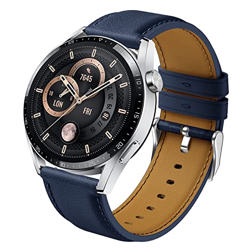 Syxinn 22mm Leder Armband für Huawei Watch GT 3 46mm/GT 3 Pro 46mm, Huawei Watch GT 2 46mm/GT 2e/GT 2 Pro Armband, Huawei Watch 3/3 Pro Weich Leder Uhrenarmband Sportarmband für Herren Damen von Syxinn