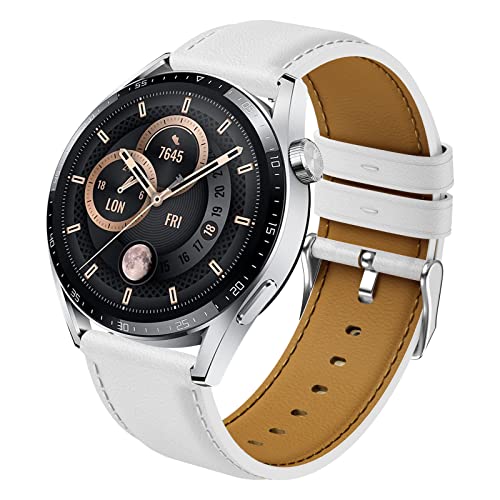 Syxinn 22mm Leder Armband für Huawei Watch GT 3 46mm/GT 3 Pro 46mm, Huawei Watch GT 2 46mm/GT 2e/GT 2 Pro Armband, Huawei Watch 3/3 Pro Weich Leder Uhrenarmband Sportarmband für Herren Damen von Syxinn