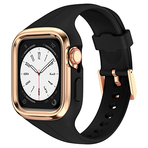 Syxinn Armband mit Hülle Kompatibel für Apple Watch Armband 40mm 41mm, Silikon Armband mit Edelstahl Gehäuse Hochwertiges Uhrenarmband Schutzhülle für iwatch Series 8/7 41mm, Series 6/SE2/5/4/SE 40mm Syxinn Armband mit Hülle Kompatibel für Apple Watch Armband 40mm 41mm, Silikon Armband mit Edelstahl Gehäuse Hochwertiges Uhrenarmband Schutzhülle für iwatch Series 8/7 41mm, Series 6/SE2/5/4/SE 40mm von Syxinn