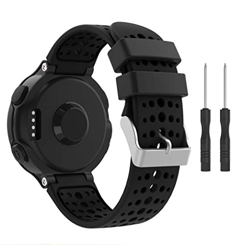 Syxinn Kompatibel mit Armband Forerunner 235 Armband, Weiches Silikon Ersatz Uhrenarmbänd Einstellbar Uhrenband für Forerunner 235/220/230/620/630/735XT (Schwarz) von Syxinn