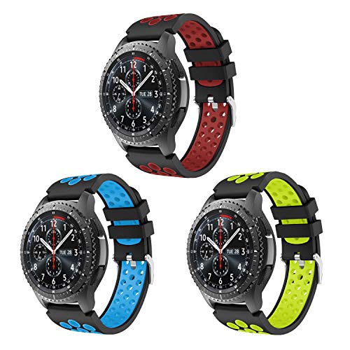 Syxinn Kompatibel mit Armband Galaxy Watch 3 45mm/Gear S3 Frontier/Classic 22mm Ersatz Uhrenarmband Silikon Sportarmband for Galaxy Watch 46mm/Moto 360 2nd Gen 46mm von Syxinn