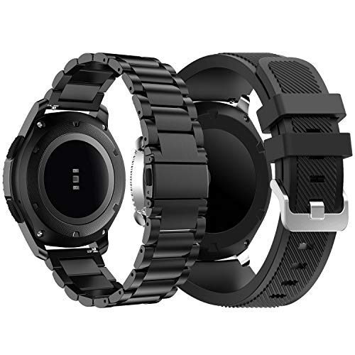 Syxinn Kompatibel mit Armband Galaxy Watch 3 45mm/Galaxy Watch 46mm/Gear S3 Frontier/Classic Armband, 22mm Edelstahl Metall+ Silikon Uhrenarmbänd Sports Strap Syxinn Kompatibel mit Armband Galaxy Watch 3 45mm/Galaxy Watch 46mm/Gear S3 Frontier/Classic Armband, 22mm Edelstahl Metall+ Silikon Uhrenarmbänd Sports Strap von Syxinn