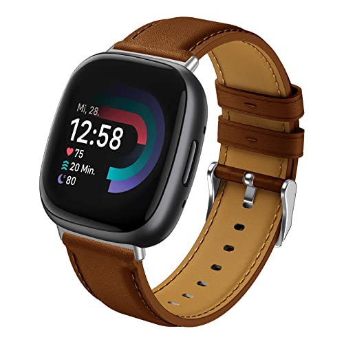 Syxinn Leder Armband Kompatibel mit Fitbit Versa 4/3, Sense/Sense 2 - Weiches Lederband Ersatz Uhrenarmband für Damen und Herren Syxinn Leder Armband Kompatibel mit Fitbit Versa 4/3, Sense/Sense 2 - Weiches Lederband Ersatz Uhrenarmband für Damen und Herren von Syxinn