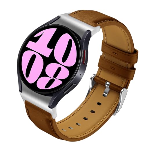 Syxinn Leder Armband für Samsung Galaxy Watch 6 Armband 40mm 44mm, Galaxy Watch 6 Classic 43mm 47mm, Galaxy Watch 4/4 Classic 46mm 42mm, Galaxy Watch 5/5 Pro Leder Uhrenarmband für Damen Herren von Syxinn