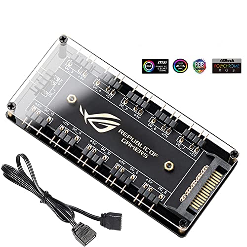 5V 3 Pin ARGB RGBW Kabel für ASUS Aura SYNC,RGB 10 Hub Splitter SATA Power Extension Kabel Adapter,LED-Streifen Licht PC CPU-Kühlung Lüfter adressierbar PCB Splitter für erweitertes Motherboard von Szaerfa