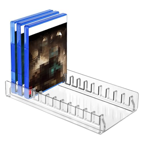 Acryl-Videospiel-Aufbewahrungs-Organisationsständer für PS5 Pro,Spielkartenetui, Spielkartenbox Spiel-CD Lagerung Stand Halter Halterung Passt für bis zu 12 Spiele Box (Durchsichtig) von Szaerfa