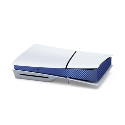 Konsole Seite Schutzfolie Aufkleber für Sony PS5 Slim,Skin Aufkleber Abziehbild für Playstation 5 Slim,Wrap Cover Vinyl Aufkleber Abziehbilder für Spielkonsole (Kohlefaser Blau) von Szaerfa