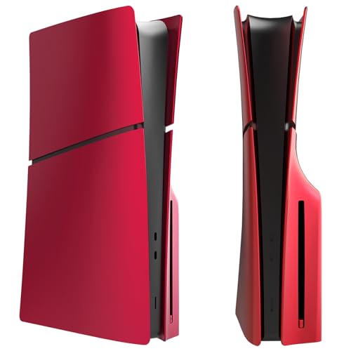 Konsolenabdeckungen für Sony PS5 Slim,Anti-Kratz-Konsole Ersatz-Seitenblende für Playstation 5 Slim,Konsolen-Schutzhülle Zubehör (Optisches Laufwerk Version Rot) von Szaerfa