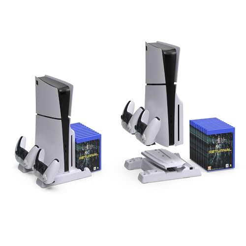 Multifunktionale Ladestation mit Kühlstation für PS5 Slim,Dual Controller Ladegerät für Playstation 5 Slim,Konsolenaufbewahrungsgestell,mit 10 Spielefächern Multifunktionale Ladestation mit Kühlstation für PS5 Slim,Dual Controller Ladegerät für Playstation 5 Slim,Konsolenaufbewahrungsgestell,mit 10 Spielefächern von Szaerfa
