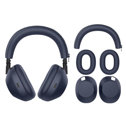 Ohrpolster Silikonabdeckung Kopfband Schutzgehäuse für Sony WH-1000XM6, Kopfhörer Ohrpolster Abdeckung Kissen Ohrmuscheln Ohrenschützer (Dunkelblau 3-TLG. Set) von Szaerfa