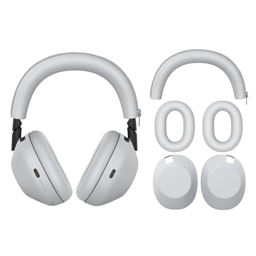 Ohrpolster Silikonabdeckung Kopfband Schutzgehäuse für Sony WH-1000XM6, Kopfhörer Ohrpolster Abdeckung Kissen Ohrmuscheln Ohrenschützer (Grau 3-TLG. Set) von Szaerfa