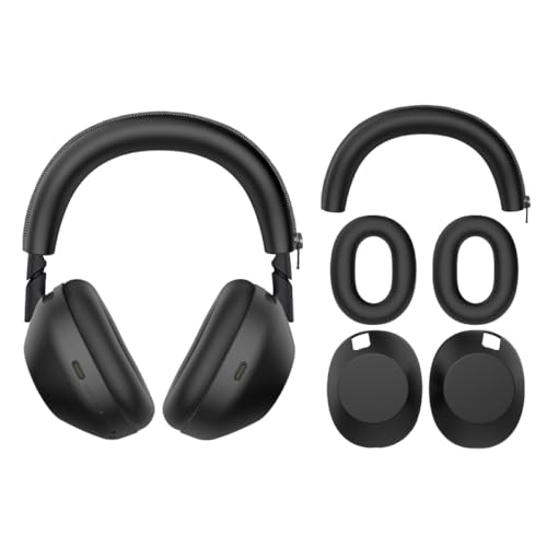 Ohrpolster Silikonabdeckung Kopfband Schutzgehäuse für Sony WH-1000XM6, Kopfhörer Ohrpolster Abdeckung Kissen Ohrmuscheln Ohrenschützer (Schwarzes 3-teiliges Set) von Szaerfa