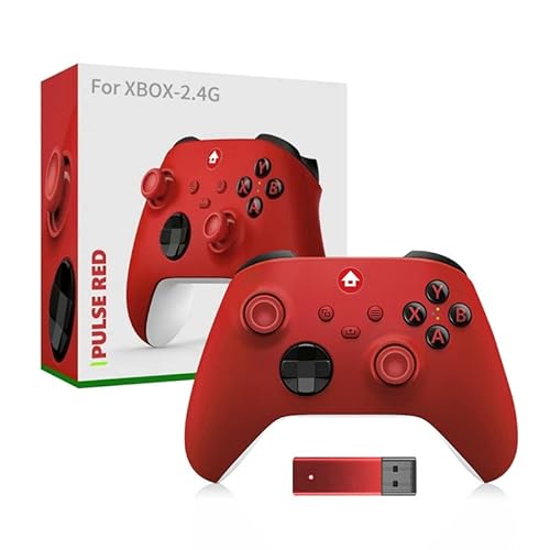 Szaerfa Kabelloser Game Controller für Xbox Serise X/S,Gamepad mit 2.4G Wireless Receiver,Kabellose Fernbedienung/Wippengriff für PC Gamepad Zubehör (rot) von Szaerfa