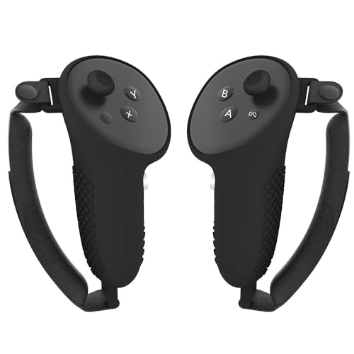 VR Controller Griffe Hülle für Meta Quest 3,VR-Silikon-Schutzhülle/Soft Grips Skin Hülle für Virtual Reality Griffe,mit Anti-Throw Knuckle Strap (schwarz) von Szaerfa