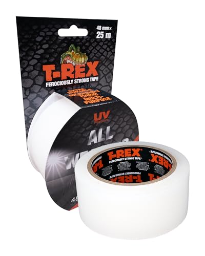 T-Rex 823-00 All-Weather Tape - Reparaturband transparent - UV-beständig - wasserfest - Für den Innen- und Aussenbereich - 48mm x 25m von T-Rex