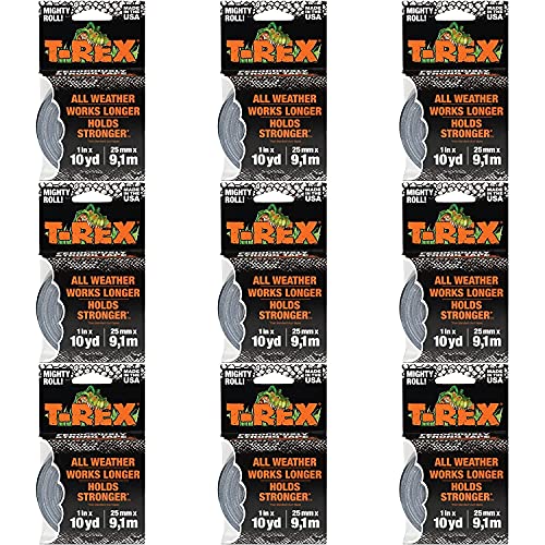 T Rex Tape 241330 wasserfestes Graphitgraues Klebeband, 25 mm x 9,14 m, 9 Stück von T-Rex