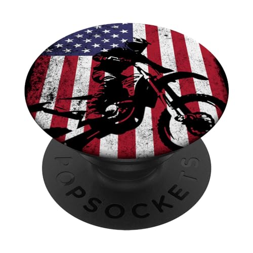 Dirt Bike American Flag Motocross Enduro usa vintage PopSockets mit austauschbarem PopGrip Dirt Bike American Flag Motocross Enduro usa vintage PopSockets mit austauschbarem PopGrip von T-ShirtManiak