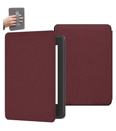 T TAKONE Handheld-Hülle für 7" Kindle Paperwhite (12. Gen 2024) und Kindle Colorsoft Signature Edition 2024 – PU-Lederhülle, leicht und tragbar, perfekt für den täglichen Gebrauch und Reisen (Rotwein) von T TAKONE