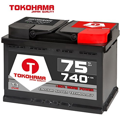 Tokohama Autobatterie 12V 75AH 740A/EN Batterie ersetzt 70Ah 71Ah 72Ah von T TOKOHAMA JAPAN QUALITY