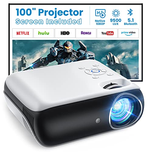 Beamer, Mini Beamer 4K Bluetooth 5.1 Tragbar Heimkino Multimedia Projector 10000Lux Mit 100'' Bildschirm, Kompatibel mit HDMI USB AV,Smartphones,Laptops,TV Stick,PS5 von T TOPVISION
