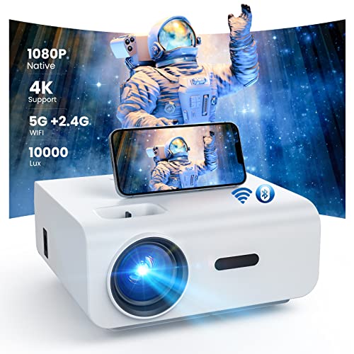 Native 1080P Full HD Beamer, 5G WiFi Bluetooth 10000Lux Heimkino Video Beamer 4K Unterstützt 300'' Display LCD Beamer Kompatibel mit Smartphone/Laptop/TV Stick/Xbox/PS5 von T TOPVISION