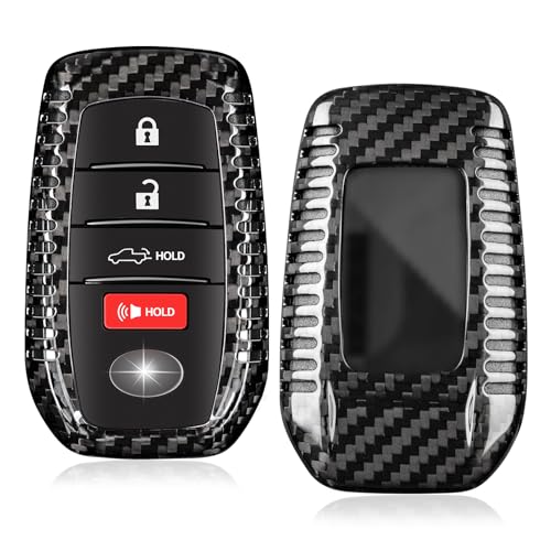 T-carbon Echte Kohlefaser Schlüsselanhänger Abdeckung kompatibel mit Toyota Venza RAV4 Prime,Land Cruiser Fortuner Mirai Collora Cross（Schwarz） von T-carbon