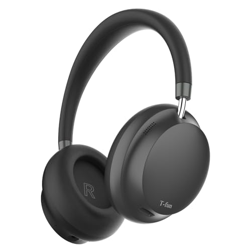 T-fun NC45 Kopfhörer mit Aktiver Geräuschunterdrückung,kabellose Over-Ear-Bluetooth-Kopfhörer mit Mikrofon,55 Stunden Spielzeit,Hi-Res-Audio,Geringe Latenz,Bluetooth 5.3 ANC-Kopfhörer für unterwegs von T-fun
