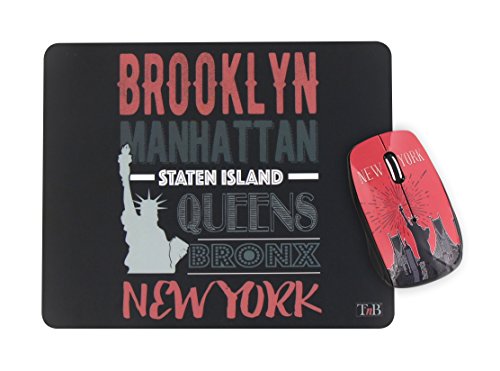 T’nB BUMWXNY Exclusiv Trendig Bundle mit Kabellose Maus und Mauspad, New York Design von T'nB