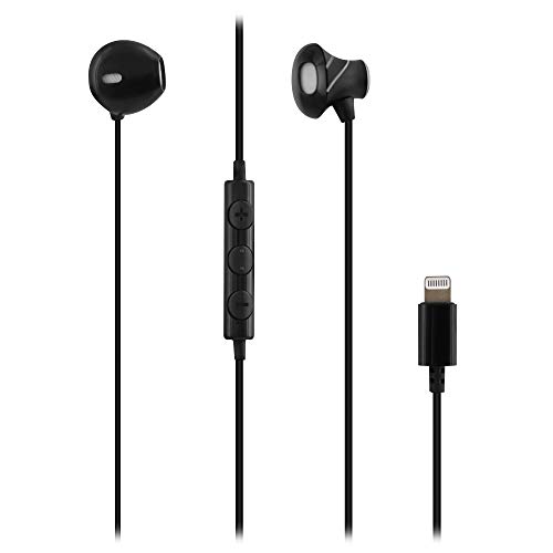T'nB Kabelgebundene Kopfhörer, Lightning-Anschluss, semi-In-Ear, Stereo-Sound, integriertes Mikrofon, kompatibel mit Apple iPhone/iPad, MFI-Zertifiziert, Schwarz von T'nB