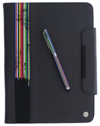 T'nB Rainbow Klappetui/Schutzhülle, für 10 Zoll / 25,4 cm Tablet, Buchformat, inkl. Stylus Pen, Design: Regenbogen, Canvas von T'nB