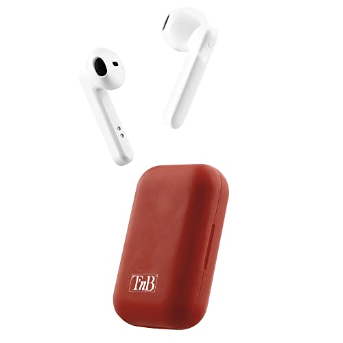 T'nB - Bluetooth 5.0, TWS Wireless Semi In-Ear Ohrhörer mit eingebautem Mikrofon, bis zu 19 Stunden Spielzeit, Touch-Steuerung Musik und Anrufe, glänzend - Rot von T'nB
