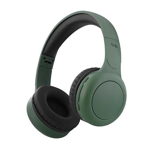 T'nB - Kopfhörer Kabellos Bluetooth, Bequemer Over-Ear-Kopfhörer, Schaumstoffpads, Integriertes Mikrofon, Verstellbarer Kopfbügel, 24 Stunden Batterielebensdauer, Leicht Und Faltbar - Grün von T'nB
