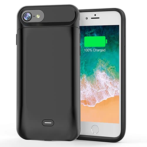 Akkuhülle für iPhone 8 /7/6S/6/SE 2020, [ 6600mAh ] Zusatzakku Ladehülle Akku hülle Handyhülle, Akku Battery Case Powerbank Hülle für iPhone SE 2020/7/6S/6/8, Tragbare Akku Case Schwarz [4,7 Zoll] von T.One