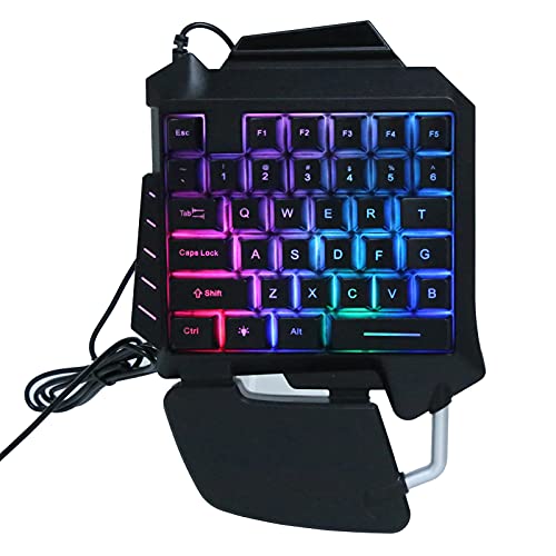 Einhand-Gaming-Tastatur, USB Verkabelt Einhand-Ergonomische E-Sports-Spieltastatur mit LED-Hintergrundbeleuchtung und 35 Tasten für Desktop-PC-Spielekonsole von Topiky