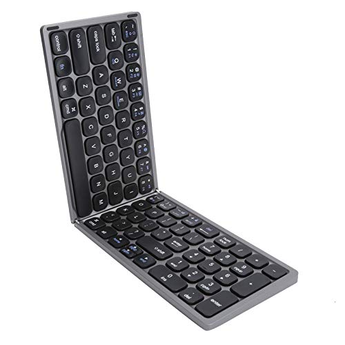 Faltbare Bluetooth Tastatur, Wireless Ultradünne Faltbare Tastatur, Fullsize Schreibmaschine mit Unabhängigem Ziffernblock, für iOS für Android für Windows Laptop Tablet Smartphone (grau) von T opiky