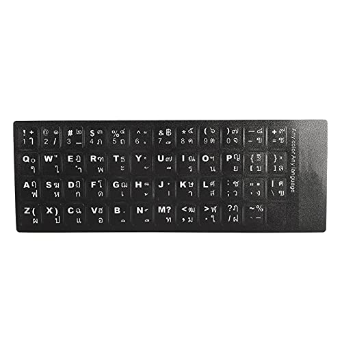 Universal-Englisch + Thai-Tastatur-Aufkleber, Ersatz-Computer-Tastatur-Aufkleber Schwarzer Hintergrund mit Weißer Beschriftung für 10-17 Zoll Laptop Notebook Desktop von T opiky