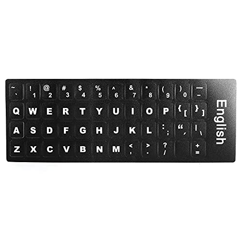 Universal-Englisch-Tastatur-Aufkleber, Ersatz-Computer-Tastatur-Aufkleber Schwarzer Hintergrund mit Weißer Beschriftung für 10-17-Zoll-Laptop-Notebook-Desktop von T opiky