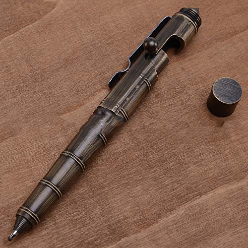 1/2 Pcs Solid Handmade Messing Gel Tinte Stift Retro Twist Pattern Bolt Action 2 Farben 0,5MM Schreibwerkzeug für Office Business Writing Messing Farbe/Schwarz von T&F