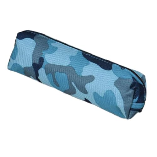 Camouflage Zip Leinwand Mäppchen Studenten Federmäppchen Federtasche Schlampermäppchen für Mädchen Und Jungen (Camo Blau) von T&F