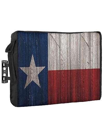TV-Abdeckung für den Außenbereich, Vintage-Holz, Texas-Flagge, wasserdicht und wetterfest, 132,1 cm - 139,7 cm (52 - 55 Zoll), LCD-Display, Displayschutzfolie für den Außenbereich von T&H XHome