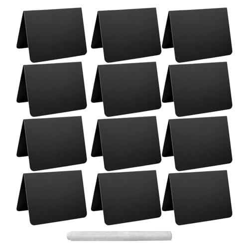 Mini Tafel Zeichen | 12 Stück Tischplatte Griffbrett mit 1 Stück weißen Stift | Tafel für Showfood, Ort, Name, Geschäfte, Dessert von TABSIRAH