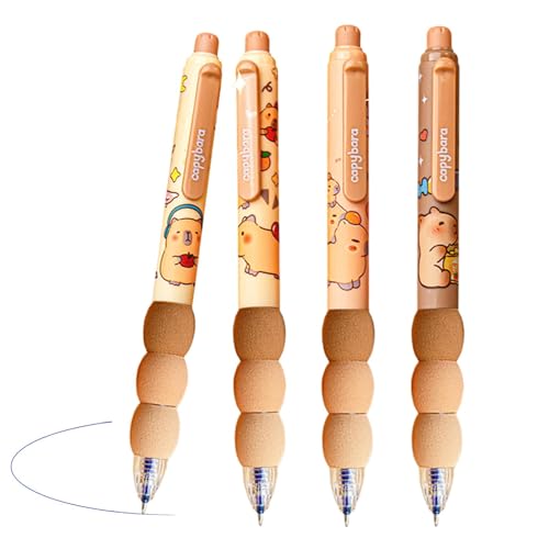 TABSIRAH Gelschreiber-Set in Cartoon-Form | 4 Stück Capybara löschbare Gelstifte | Löschbarer einziehbarer Capybara-Tintenstift | Schnelltrocknende süße Capybara-Stifte für Schule, Büro, Schreibwaren von TABSIRAH