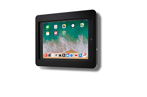 TABcare Anti-Diebstahl Acryl VESA-Gehäuse für Apple iPad 5/6 9,7 Zoll (24,6 cm) mit kostenlosem Wandhalterungs-Kit und 90-Grad-Winkel-Ladekabel (iPad 5/6 9,7 Zoll), Schwarz von TABcare