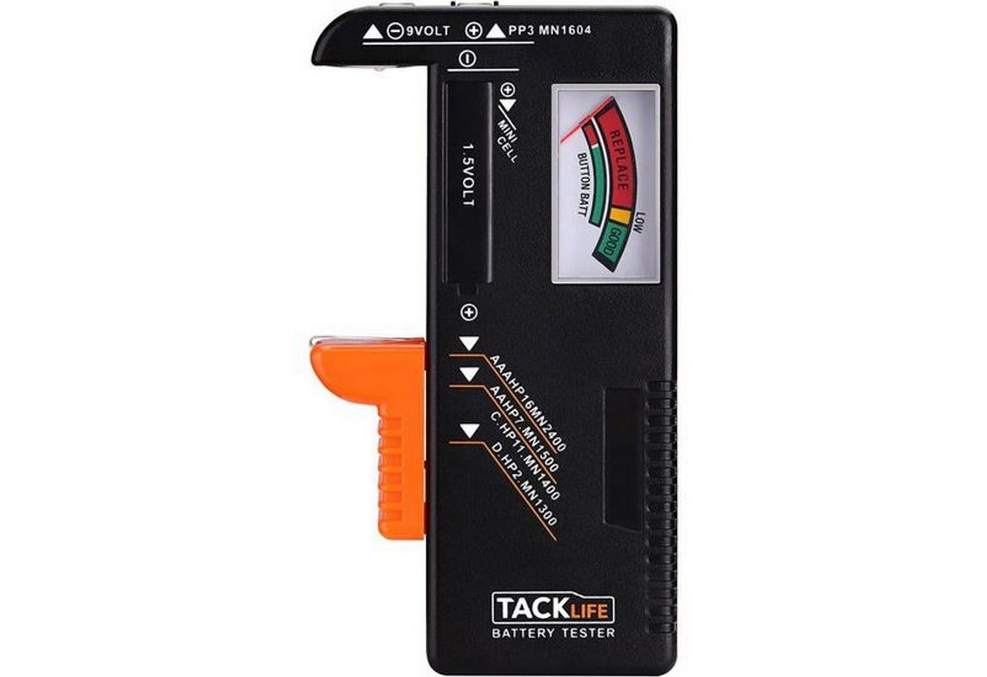 TACKLIFE Batterietester, Batterieprüfer Akkutester für AAA, AA, C, D, 1,5V, 9V Batterie von TACKLIFE