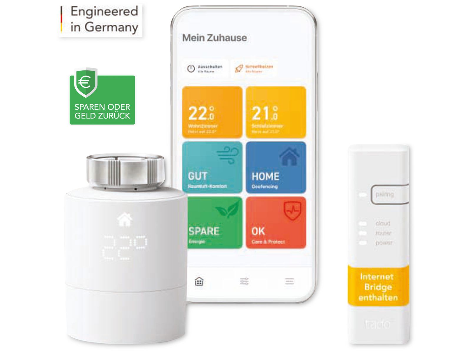 TADO Starter Kit Smartes Heizkörper-Thermostat V3+, inkl. 1 Bridge von TADO