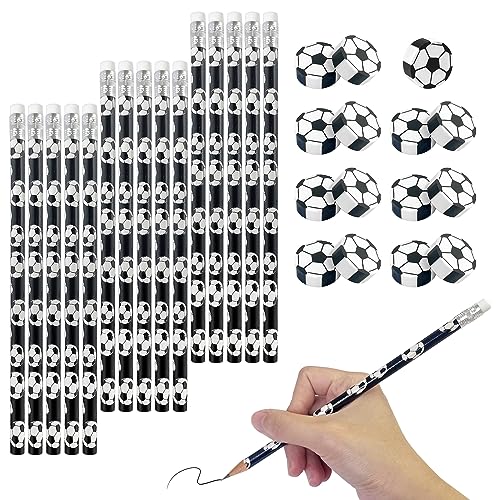 15 Fußball-Bleistifte Mit 15 Fußball-Radiergummis Im Set, Fußball-Partygeschenk, Fußball-Radiergummi-Dekorationen, Geburtstagskinder-Bleistifte Mit Radiergummis Für Kinder (Schwarz 2b) von TAFACE