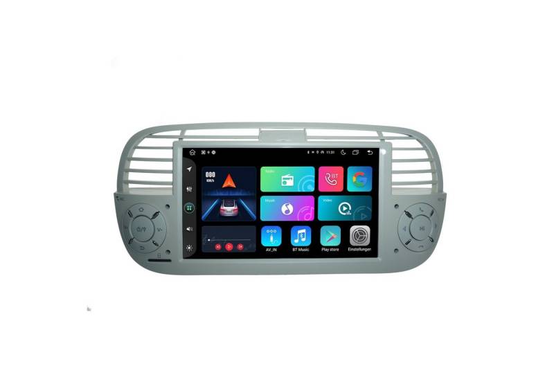 TAFFIO Für Fiat 500 (Beige) 7 Touchscreen Android Autoradio GPS CarPlay Einbau-Navigationsgerät" von TAFFIO