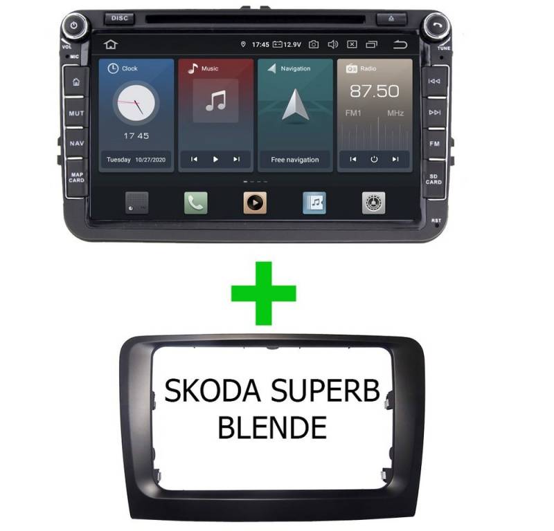 TAFFIO Für Skoda Superb 8 Touch Android Autoradio GPS DVD USB CarPlay Einbau-Navigationsgerät" von TAFFIO